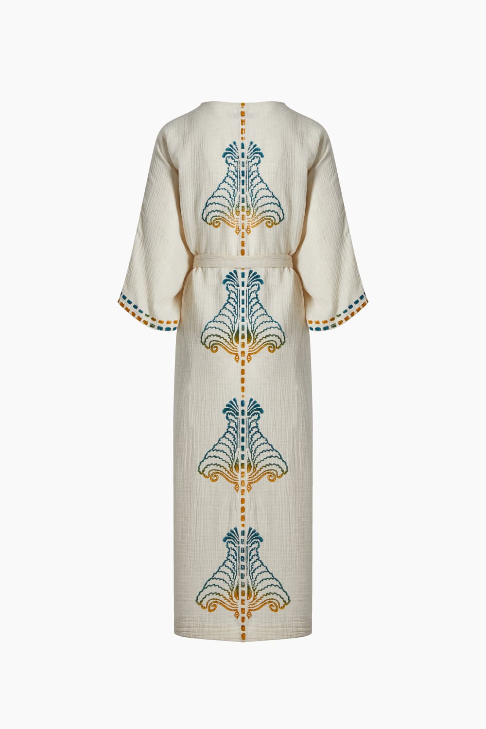 Crinkle Linen Renkli Baskılı Kimono - 1