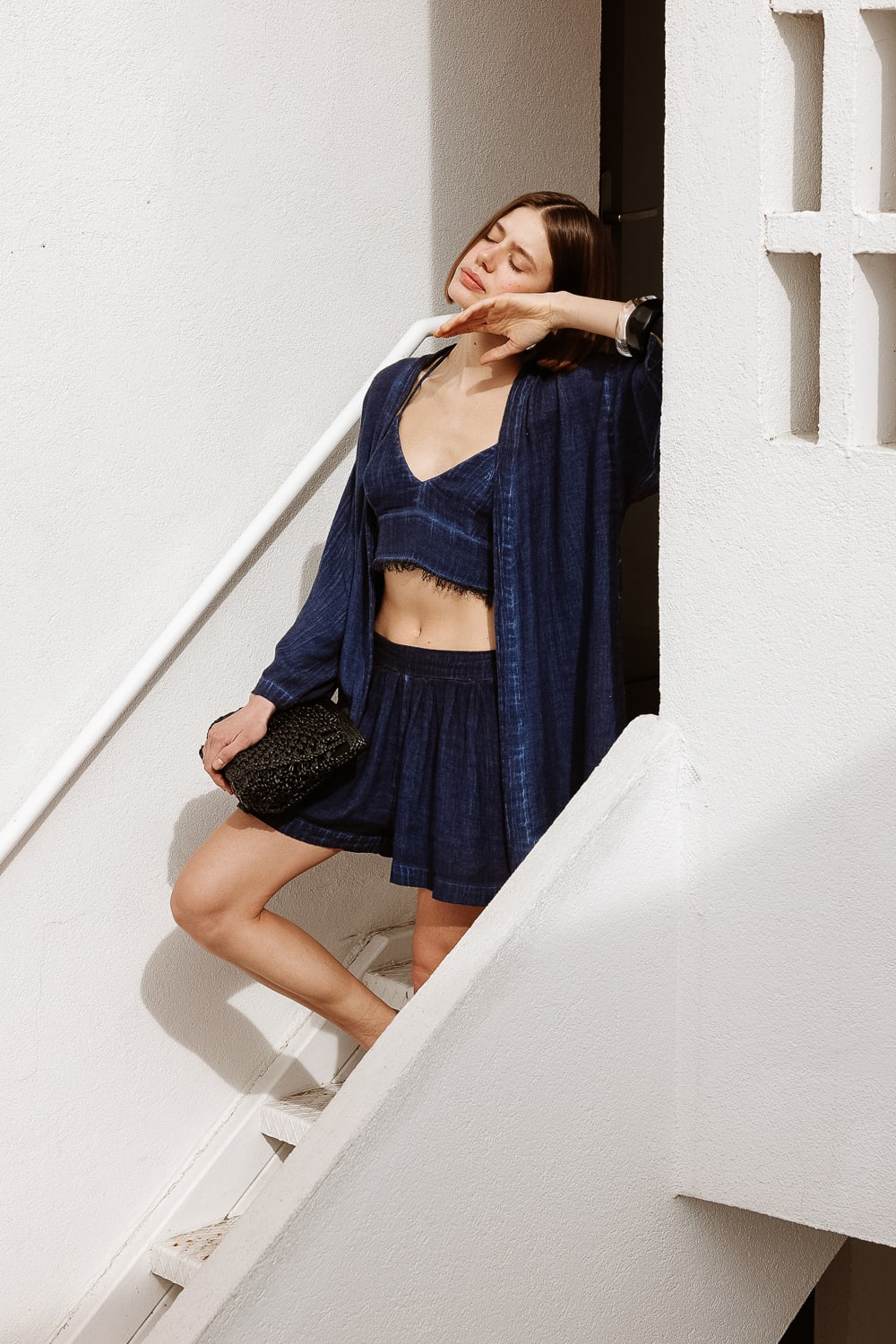 Keten Navy Şort - 0