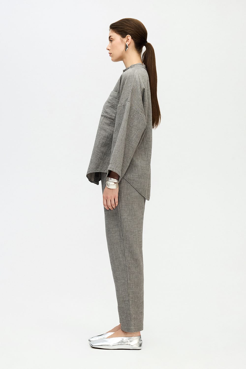 Gri Slouchy Pantolon - 1