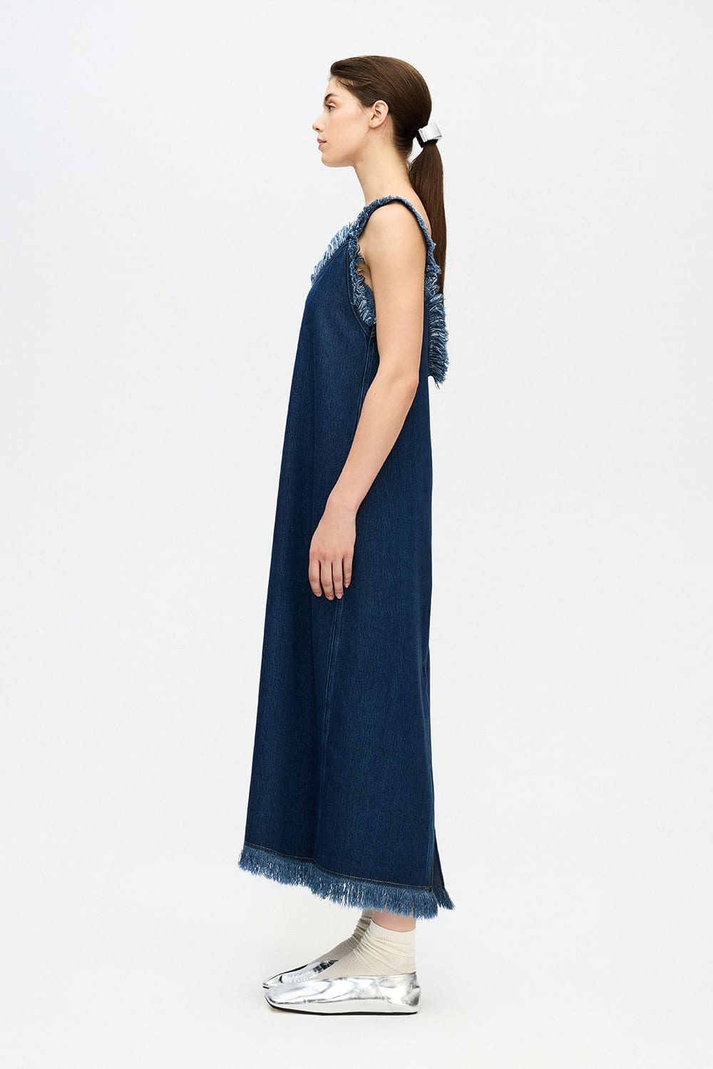 Denim Askılı Elbise - 3