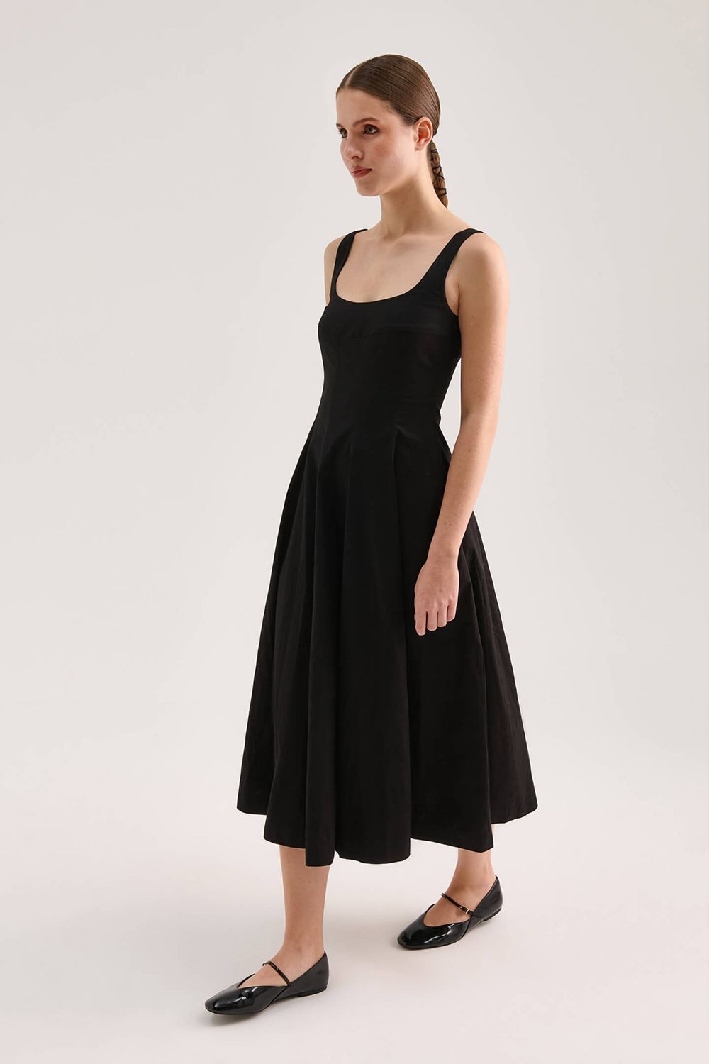 Poplin Midi Elbise - 5