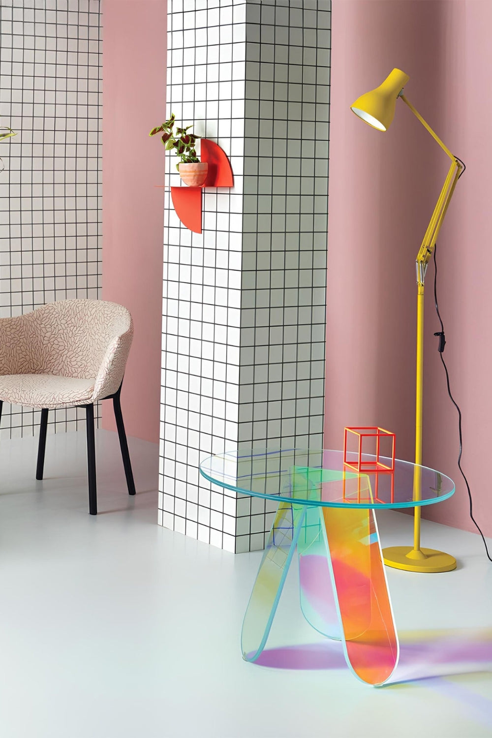 Shimmer Renkli Cam Sehpa ⌀65cm - 2