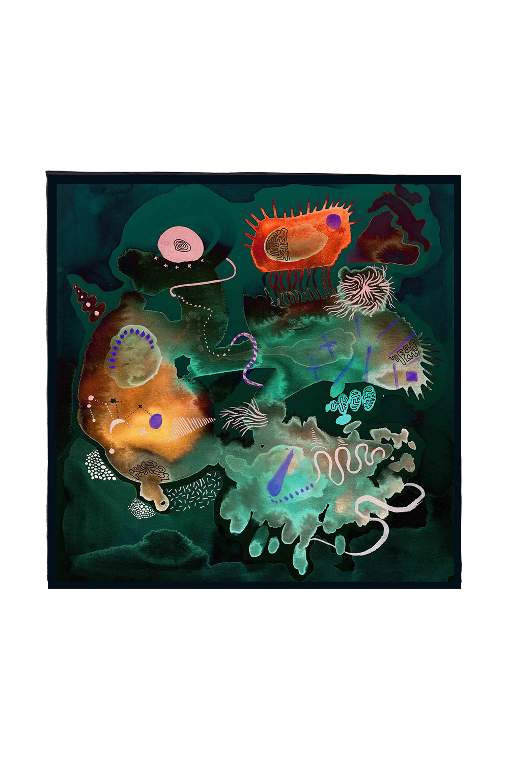 Coralline İpek Saten Eşarp ⎮ 90x90 Cm - 0