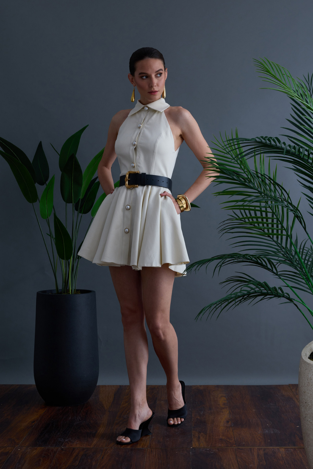 L'ange Blanc Beyaz Mini Elbise - 0