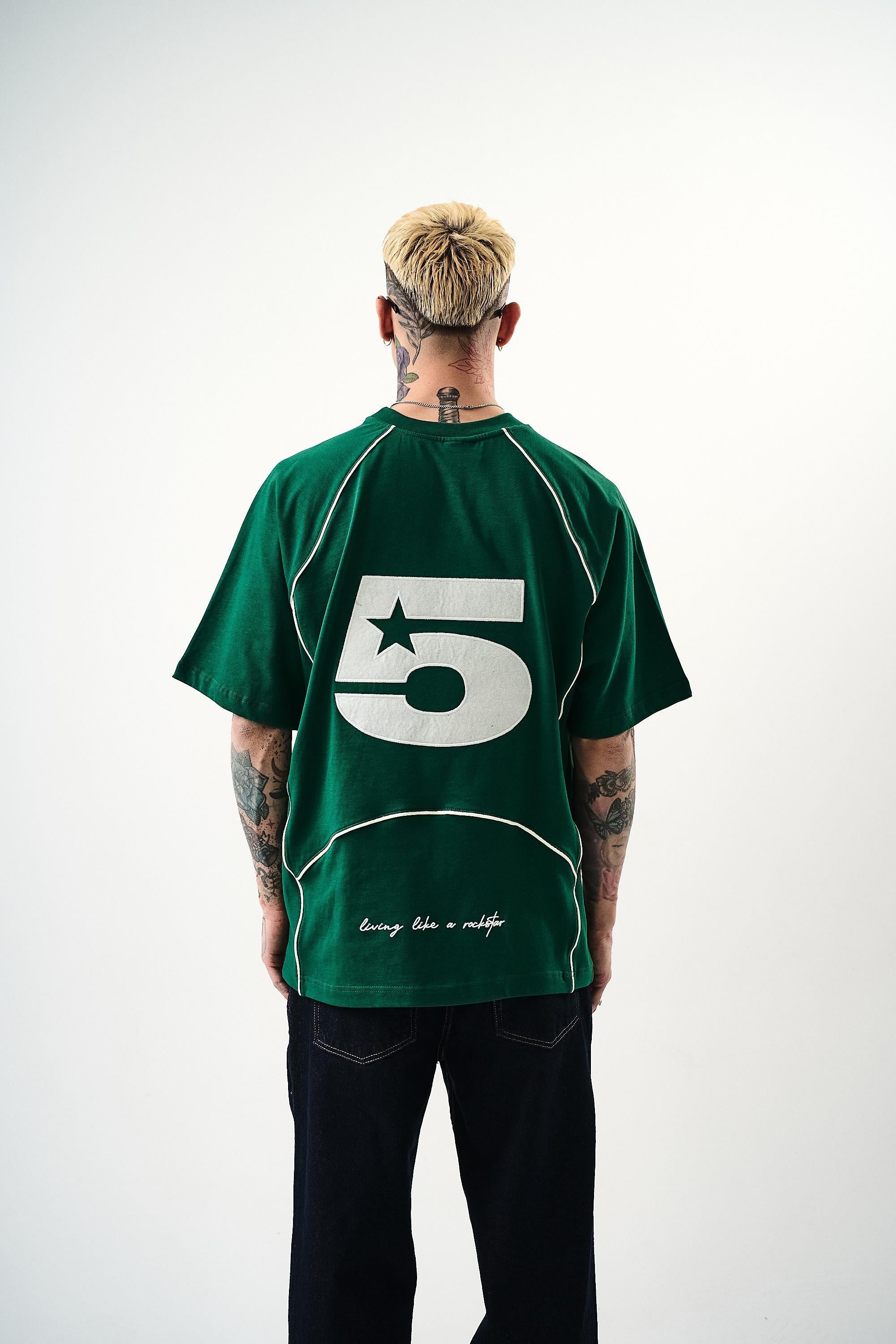 Erkek Swag Nakışlı Oversize T-Shirt Nefti - 1