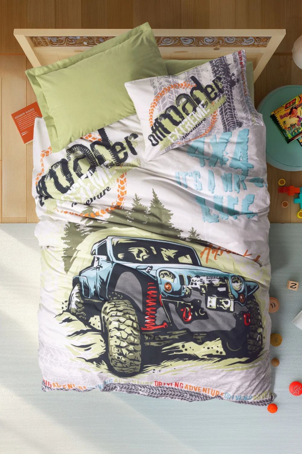 Junior Tek Kişilik Nevresim Takımı Adventure Yeşil - 0