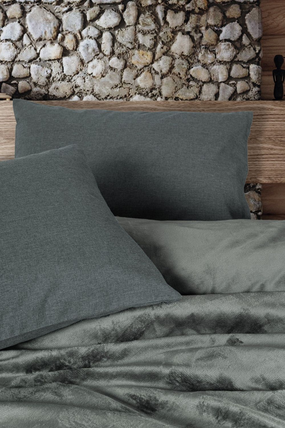 Velvet Çift Kişilik Nevresim Takımı Flossy Gri - 1