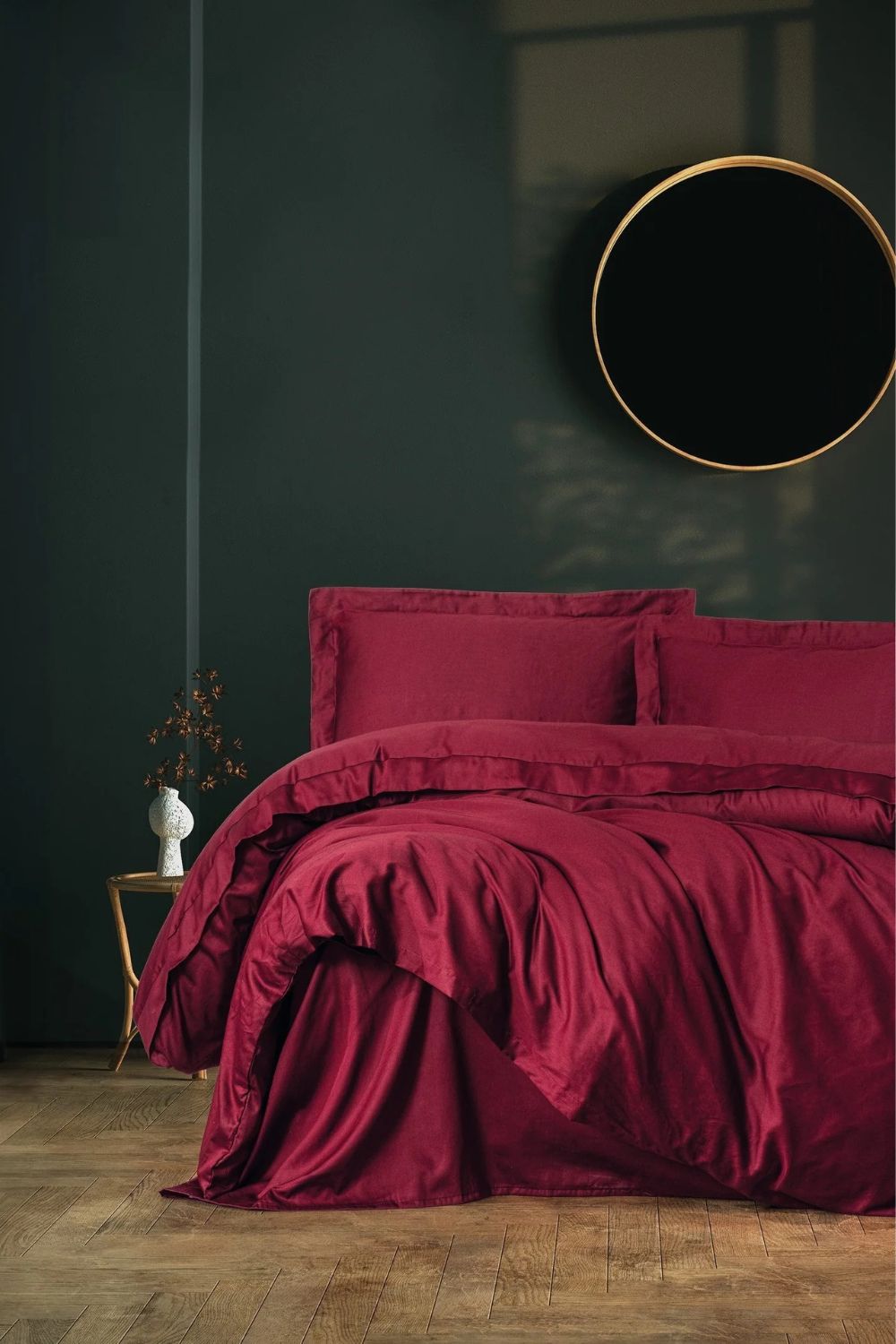 Elegant Saten Çift Kişilik Nevresim Takımı Bordo - 0