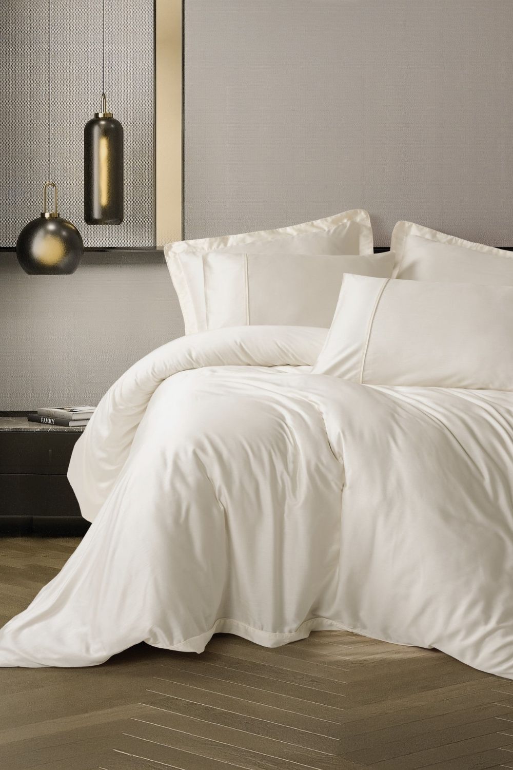 Silky Saten King Size Nevresim Takımı Ekru - 0