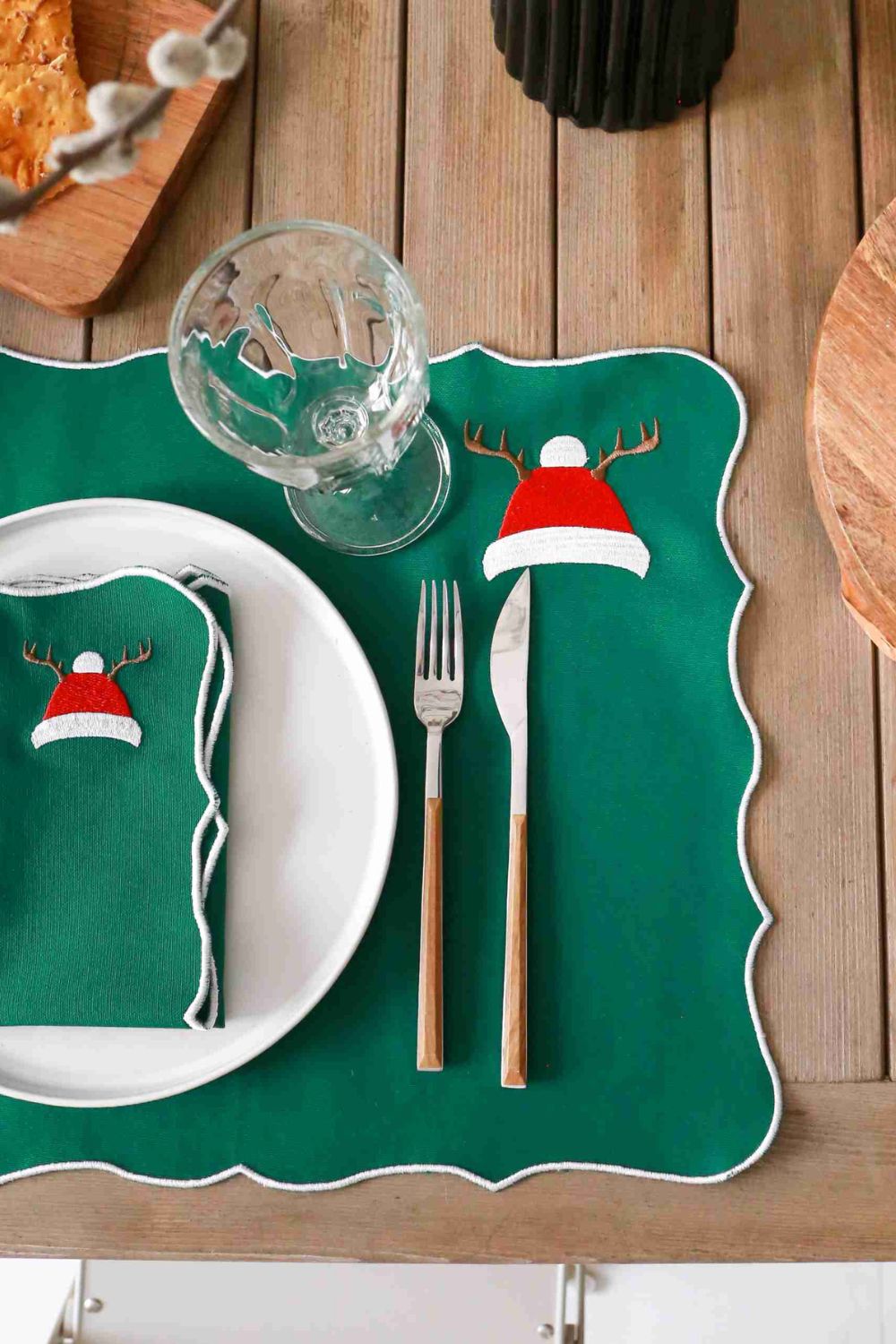 2'li Set Noel Şapkası Temalı Pamuk Peçete - 1