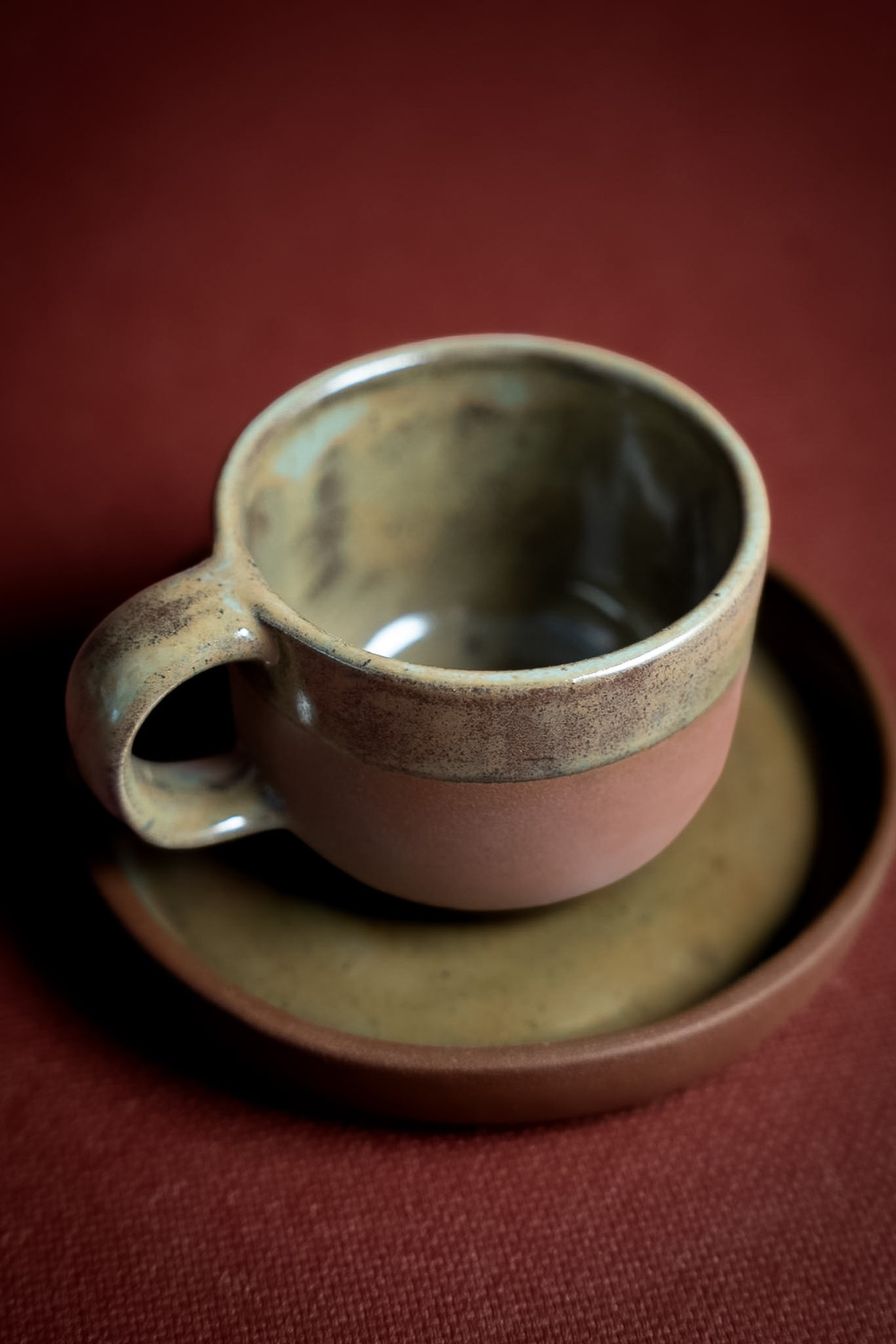 Ground Stoneware Fincan Seti – 2’Li – Haki & Terracotta - 2
