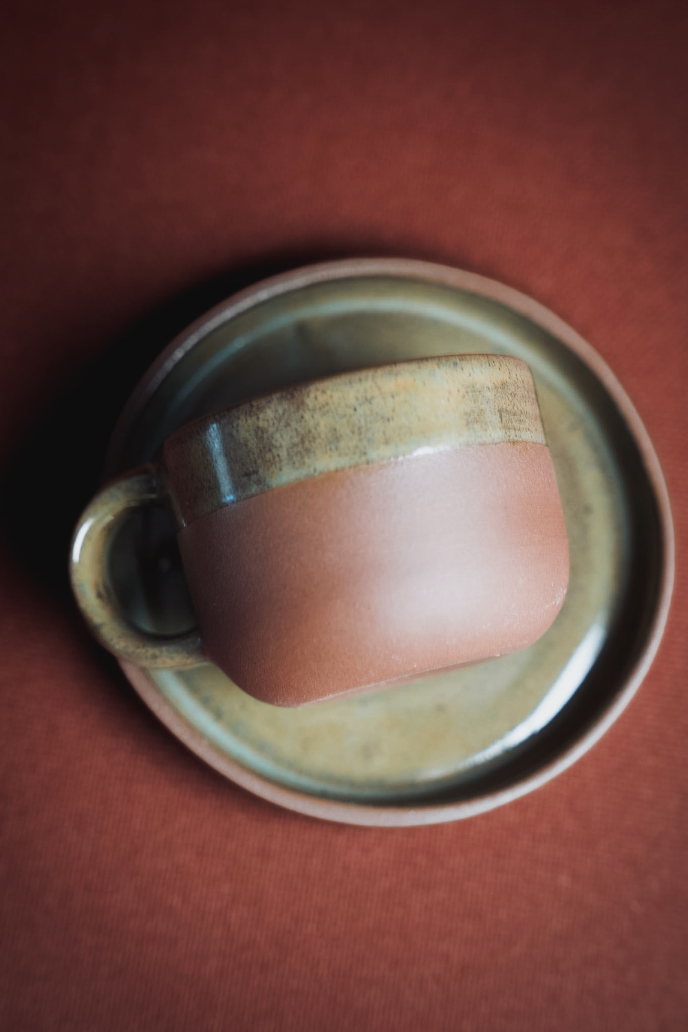 Ground Stoneware Fincan Seti – 2’Li – Haki & Terracotta - 3