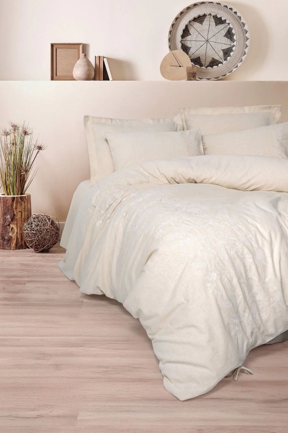 Cotton Keten Çift Kişilik Nevresim Takımı Kivora Bej - 0