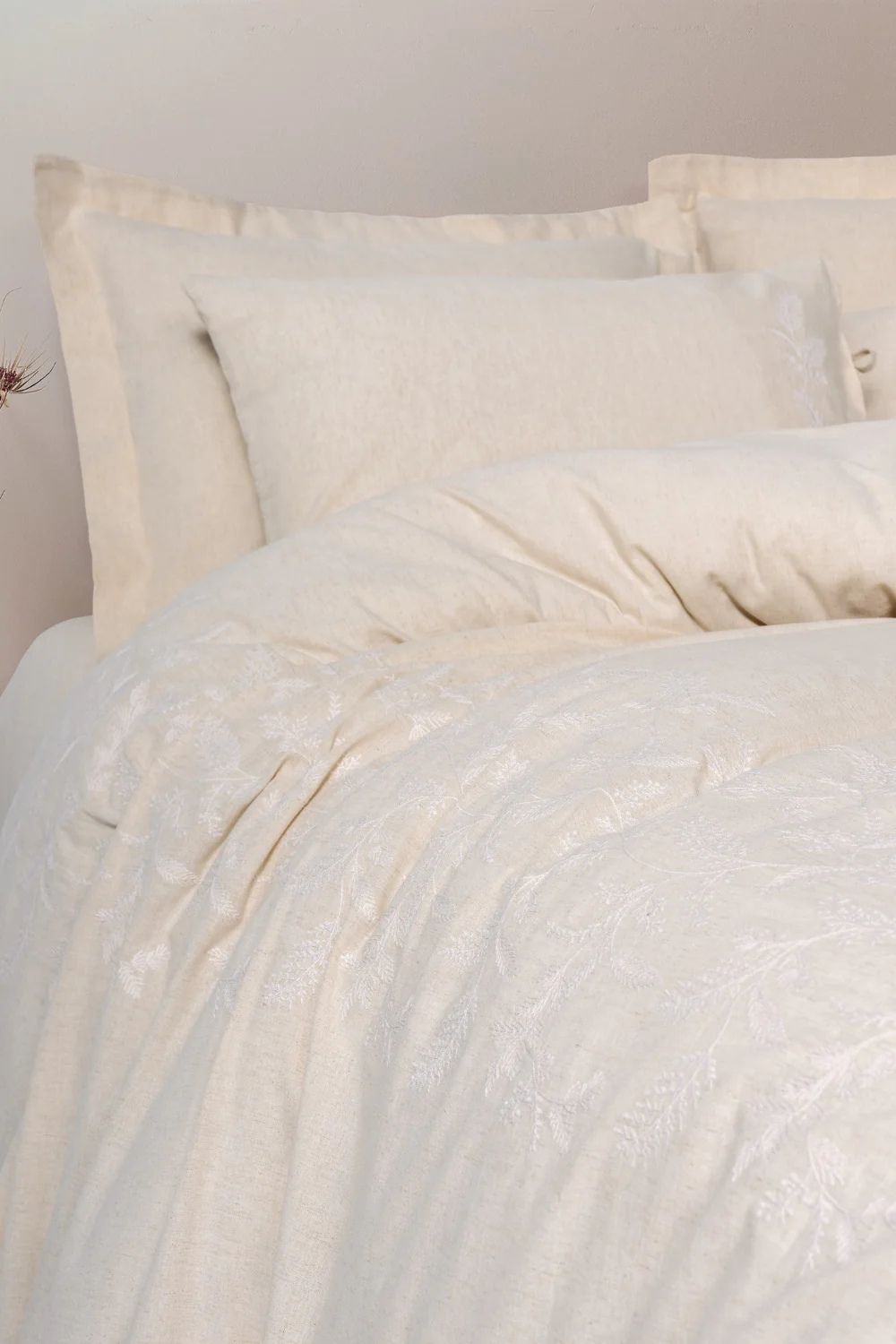 Cotton Keten Çift Kişilik Nevresim Takımı Kivora Bej - 1