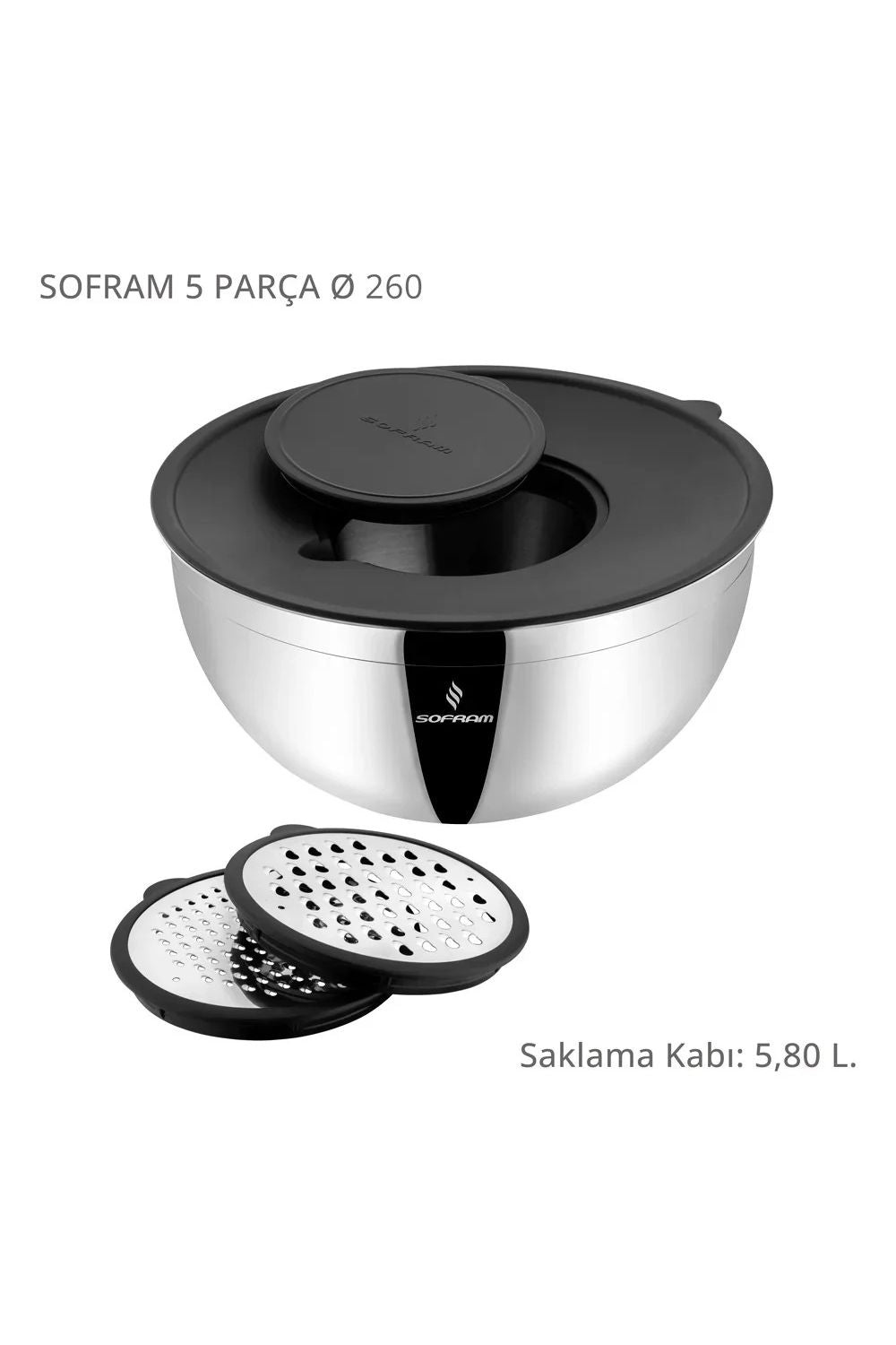 5 Parça 26 Cm Karıştırma Ve Saklama Kabı 5,80 Litre - 0