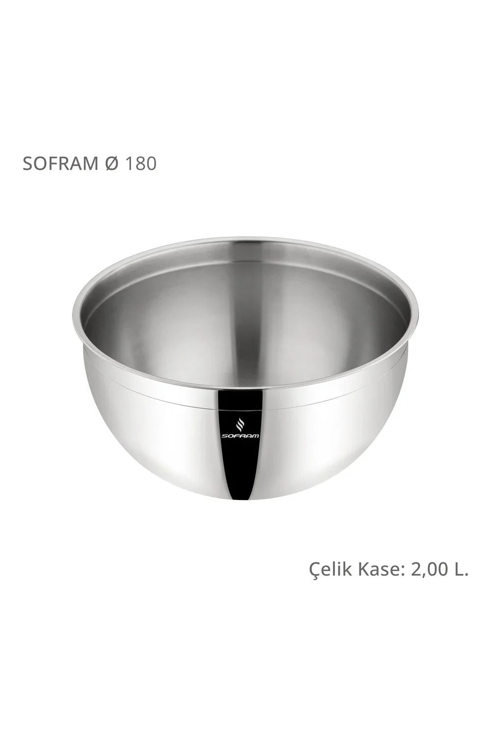 Çelik Derin Karıştırma Kabı Kase 18 Cm 2,00 Litre Yeni - 0