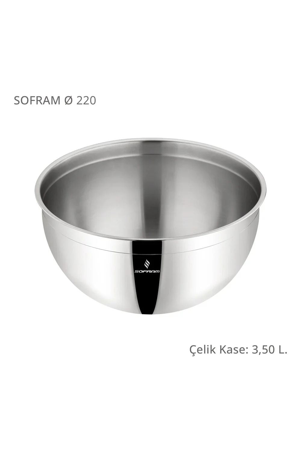 Çelik Derin Karıştırma Kabı Kase 22 Cm 3,50 Litre Yeni - 0