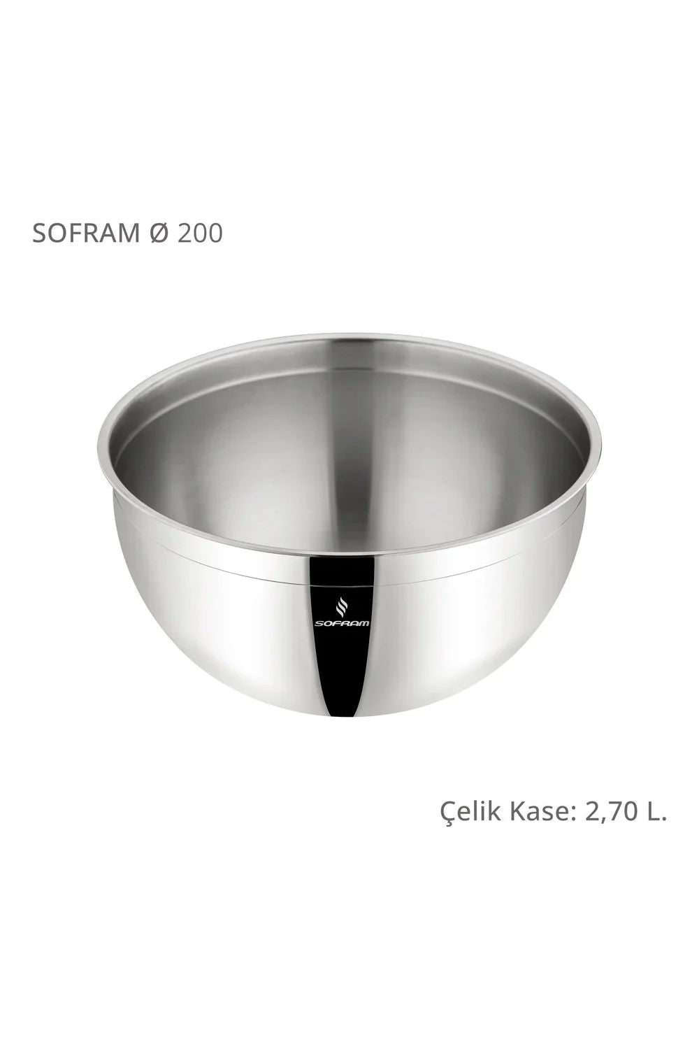 Çelik Derin Karıştırma Kabı Kase 20 Cm 2,70 Litre - 1
