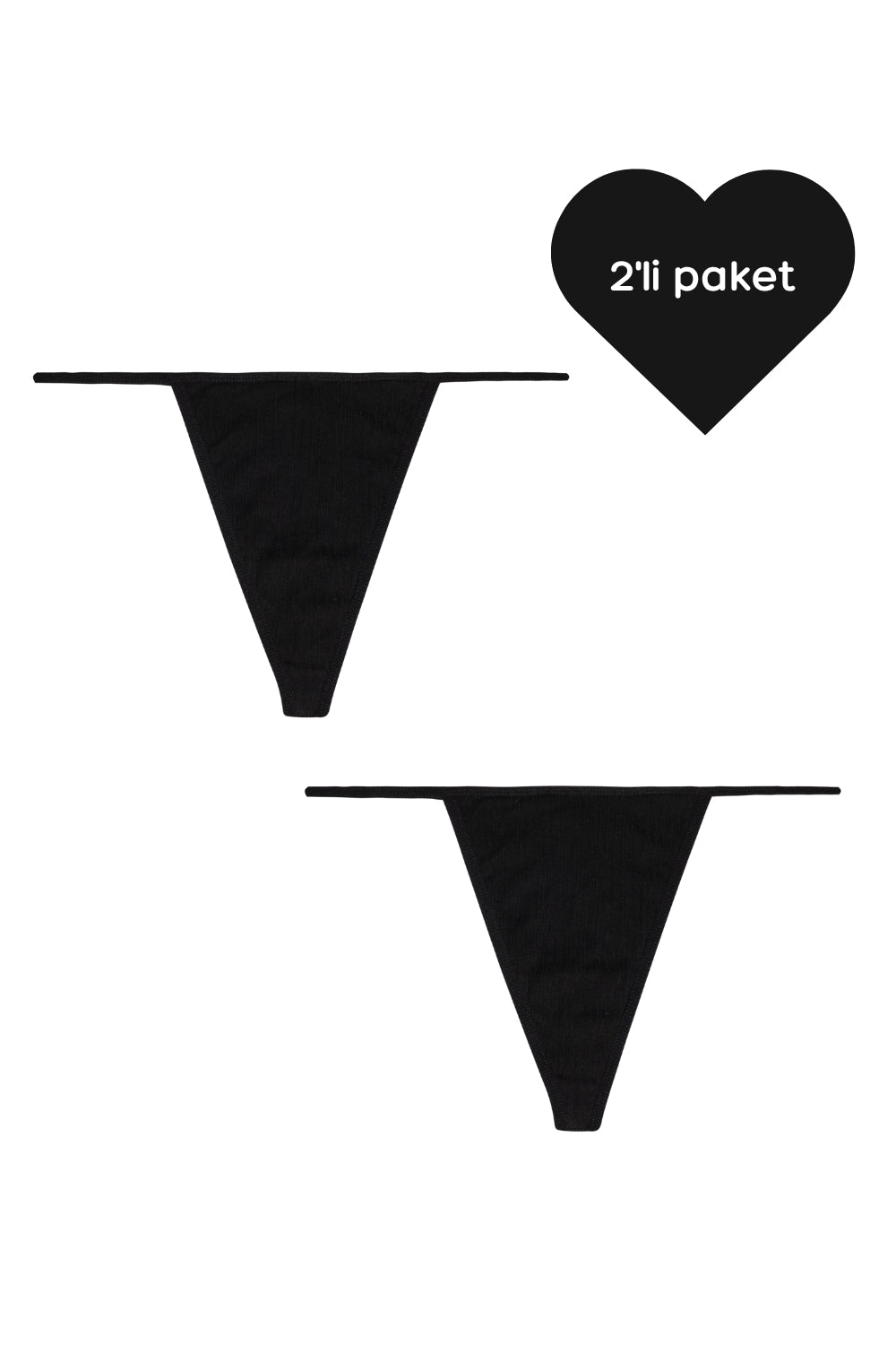 G-String - 2'li Paket - Siyah - 0