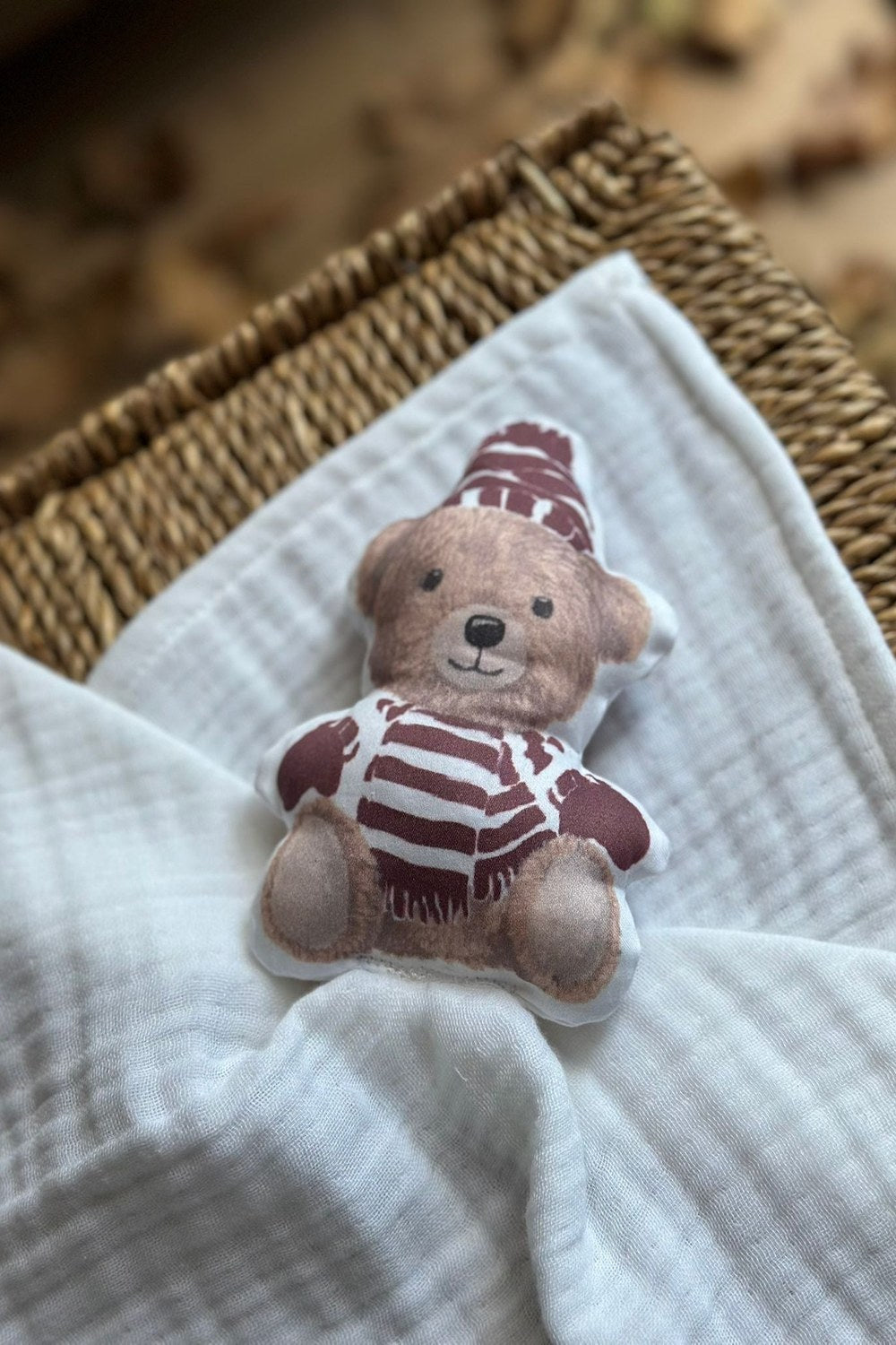 Vintage Bear Bordo Organik Pamuk Hediye Bebek Kiti - 6