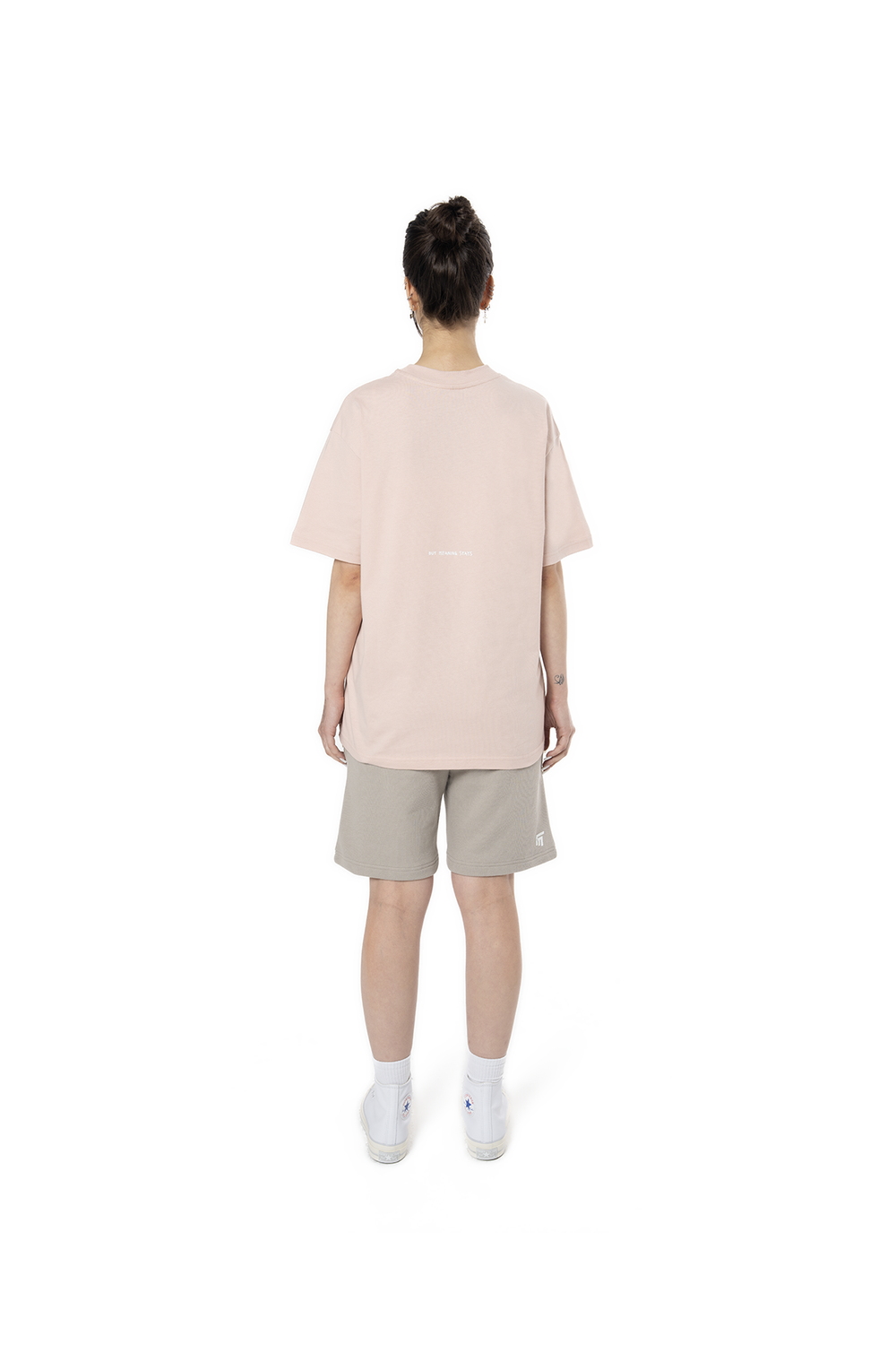 Kadın Oversize Basic Baskılı Tişört - Açık Pembe - 1