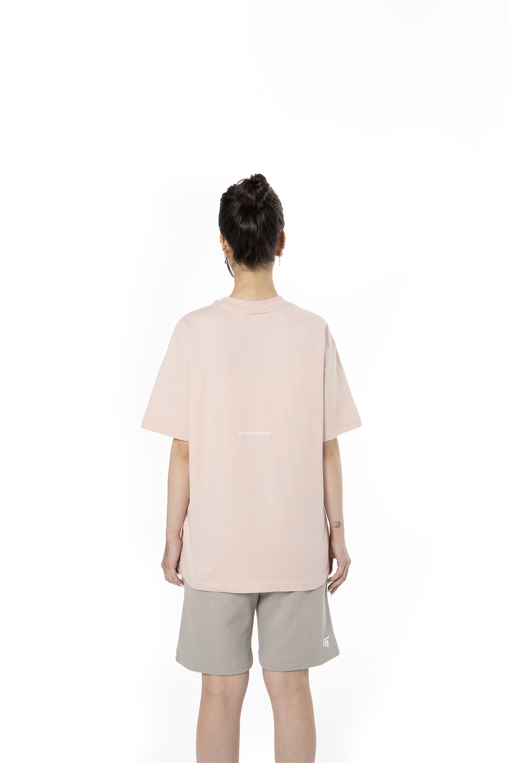 Kadın Oversize Basic Baskılı Tişört - Açık Pembe - 3