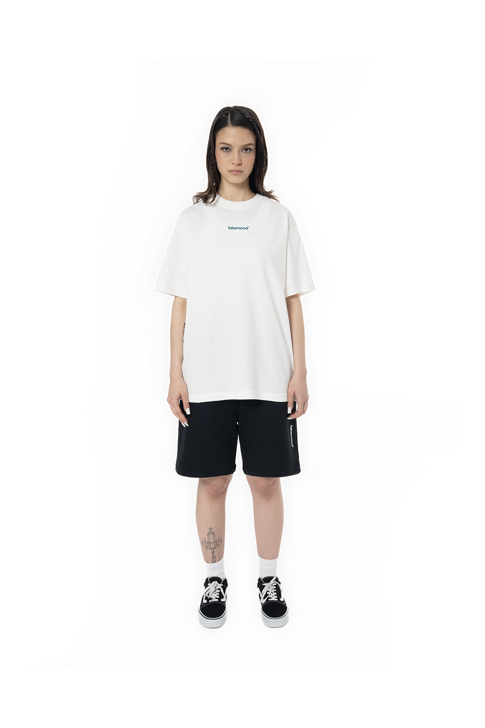 Kadın Oversize Basic Baskılı Tişört - Beyaz - 0