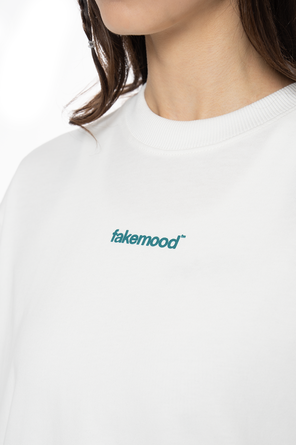 Kadın Oversize Basic Baskılı Tişört - Beyaz - 4