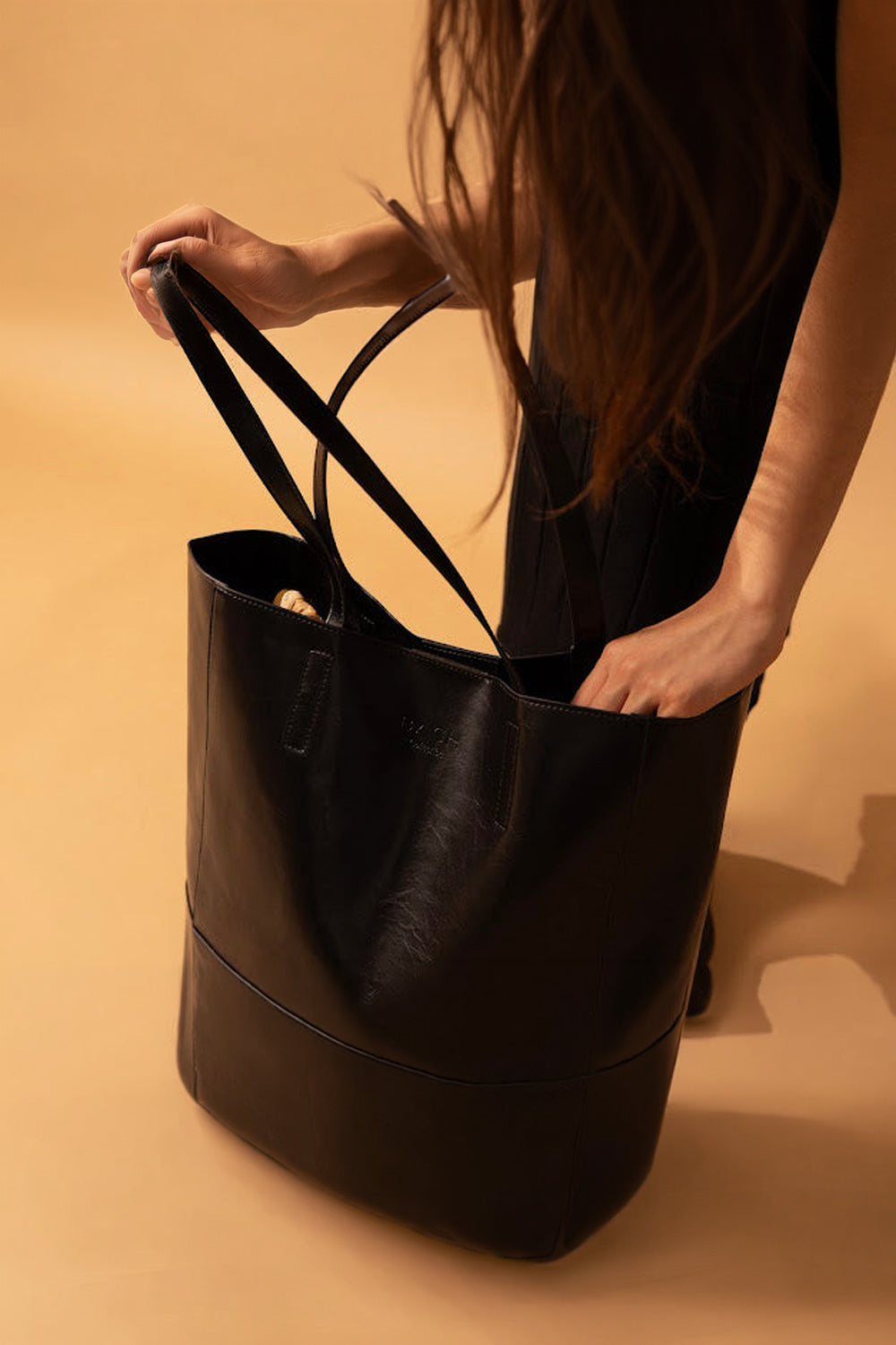 Olive Leather Handbag Black - 2