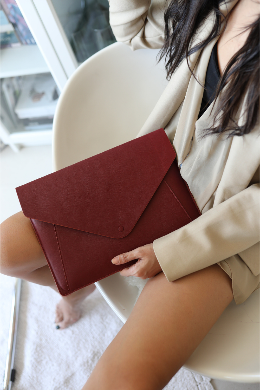 Apple Leather Maroon Laptop Sleeve - 1