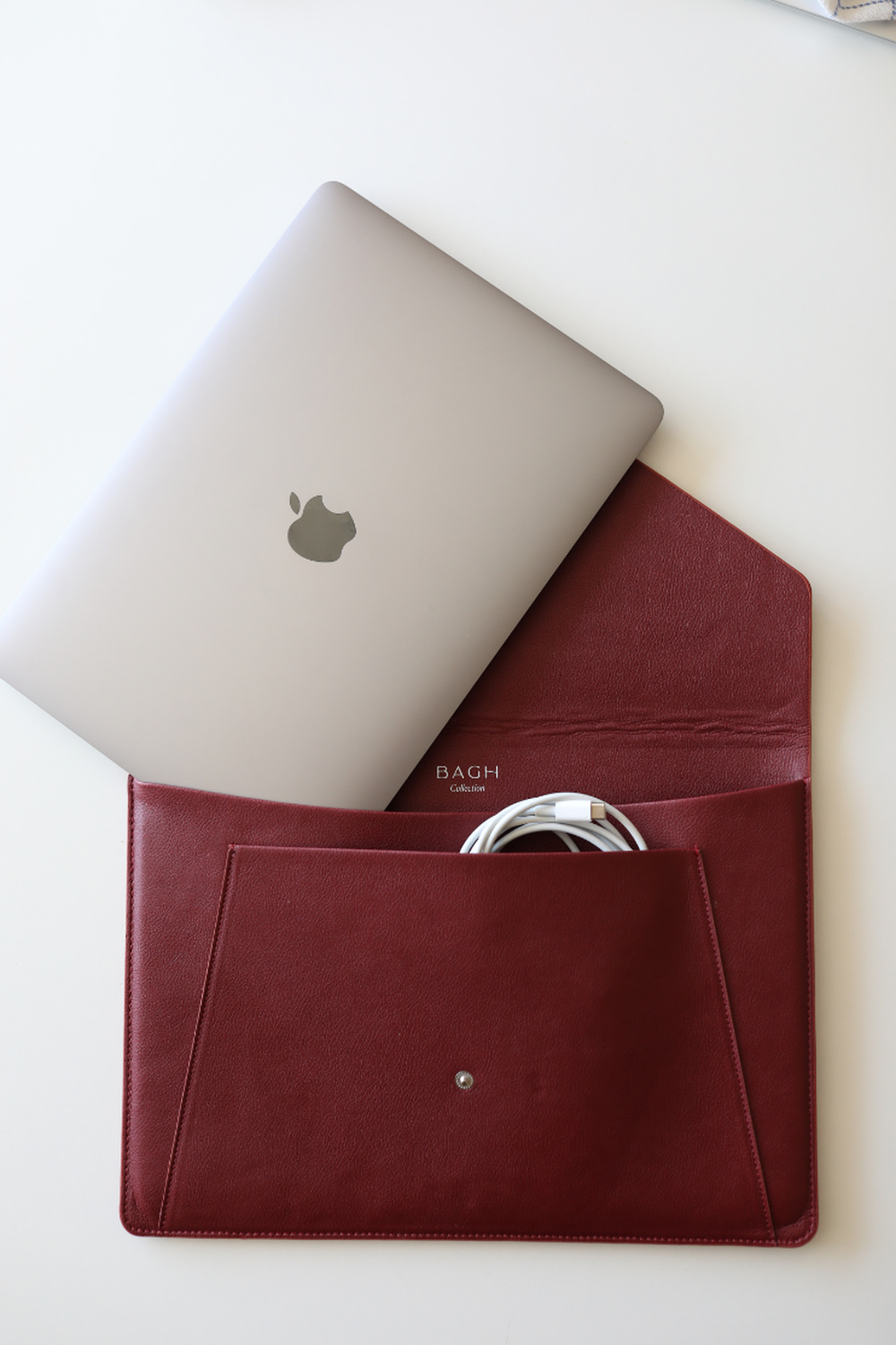Apple Leather Maroon Laptop Sleeve - 3