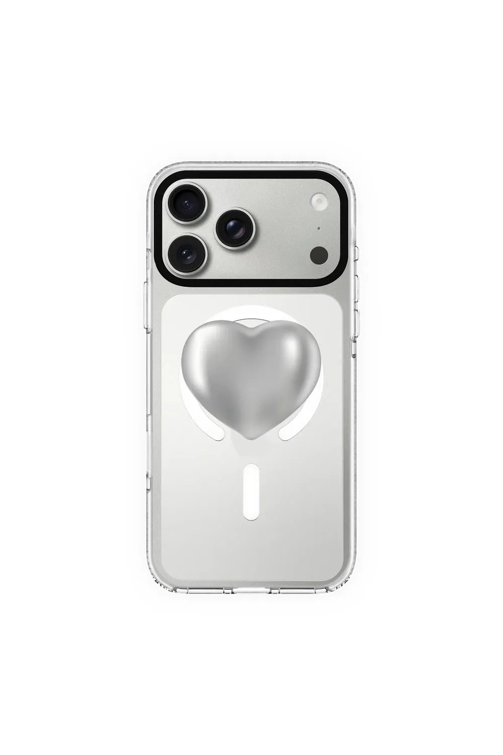Silver Heart-Clear Kılıf Magsafe Özellikli - Iphone 17 Pro - 0
