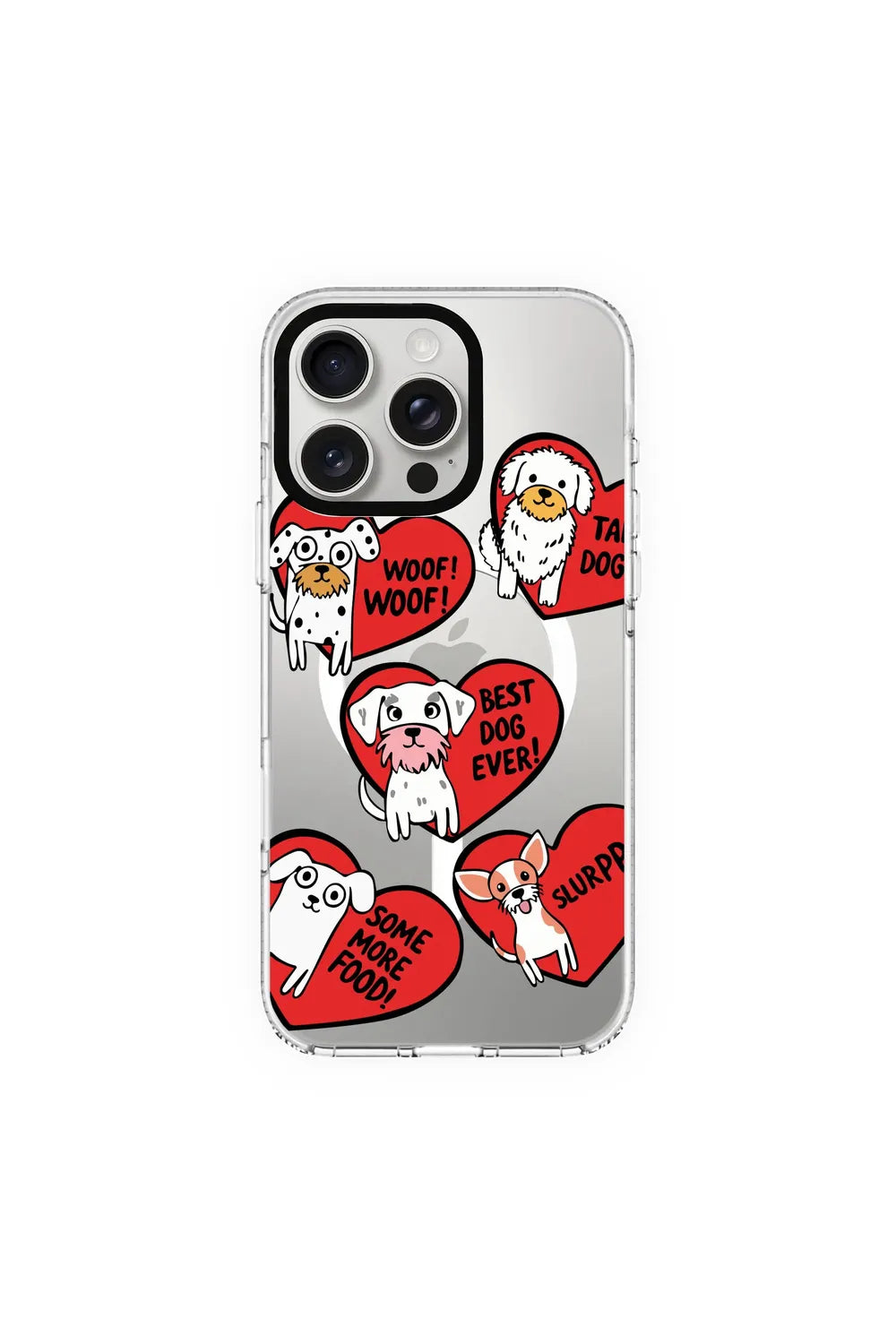 Dogs With Hearts-Clear Kılıf Magsafe Özellikli - Iphone 16 Pro - 0