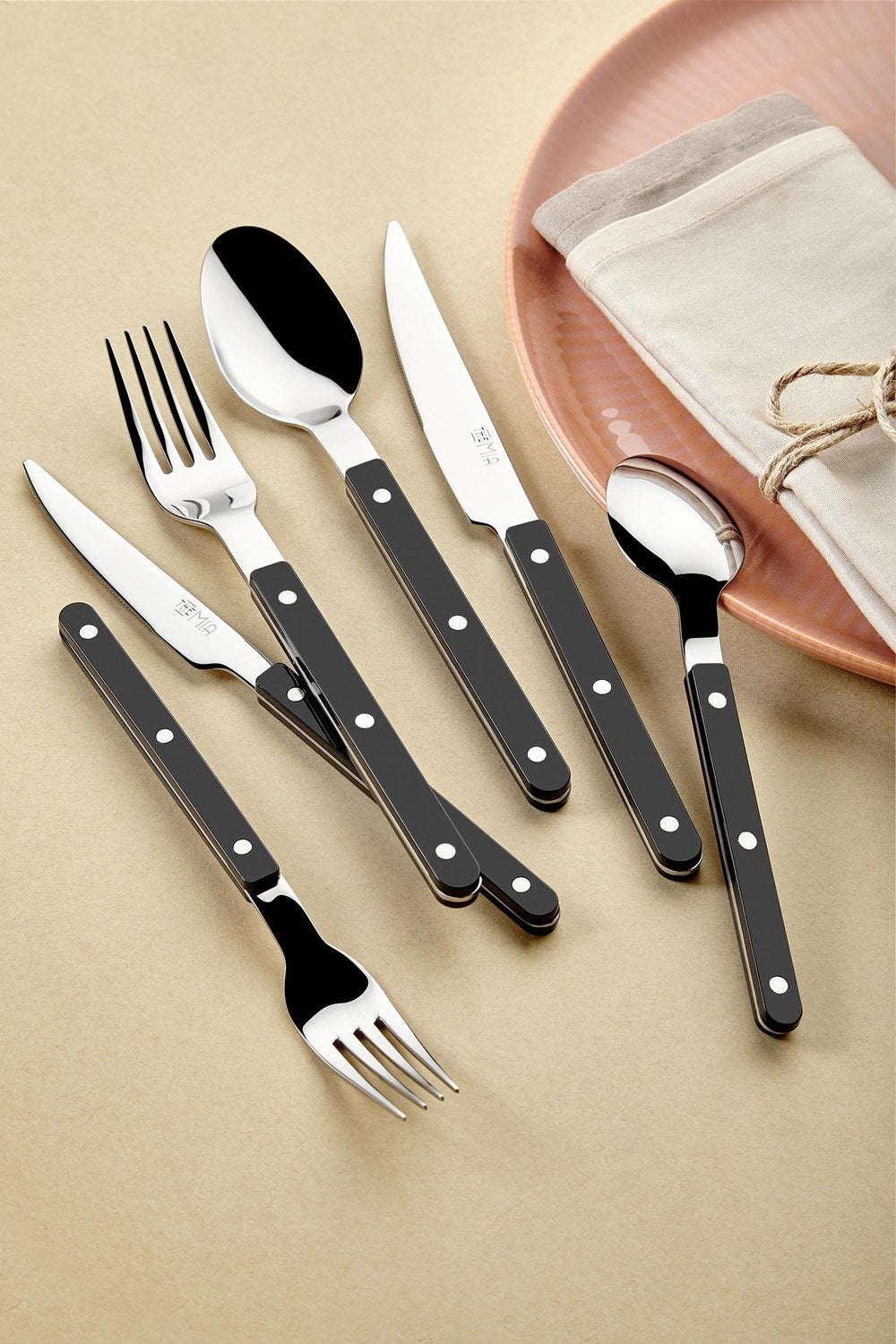 Comida Çatal Kaşık Bıçak Takımı, Siyah, 36 Parça - 0
