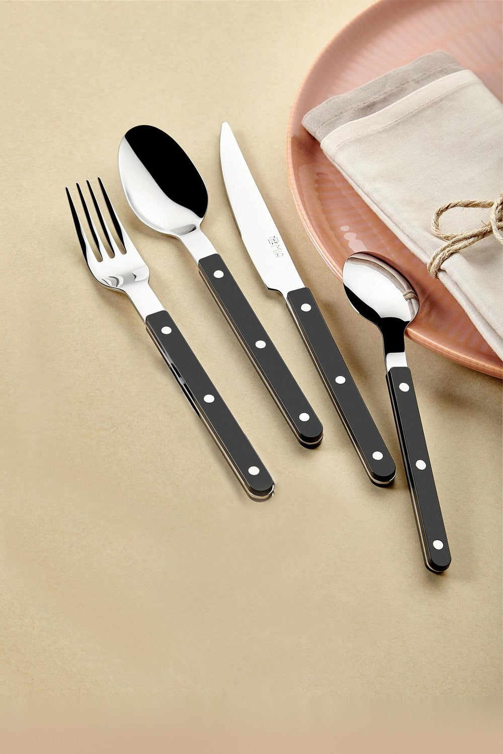 Comida Çatal Kaşık Bıçak Takımı, Siyah, 24 Parça - 0