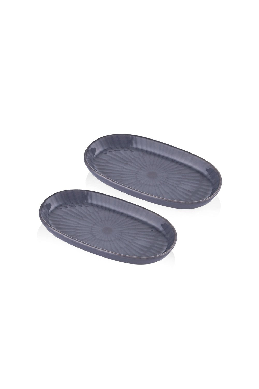 Noon Oval Servis Tabağı 2'li, Gri, 17 Cm - 1