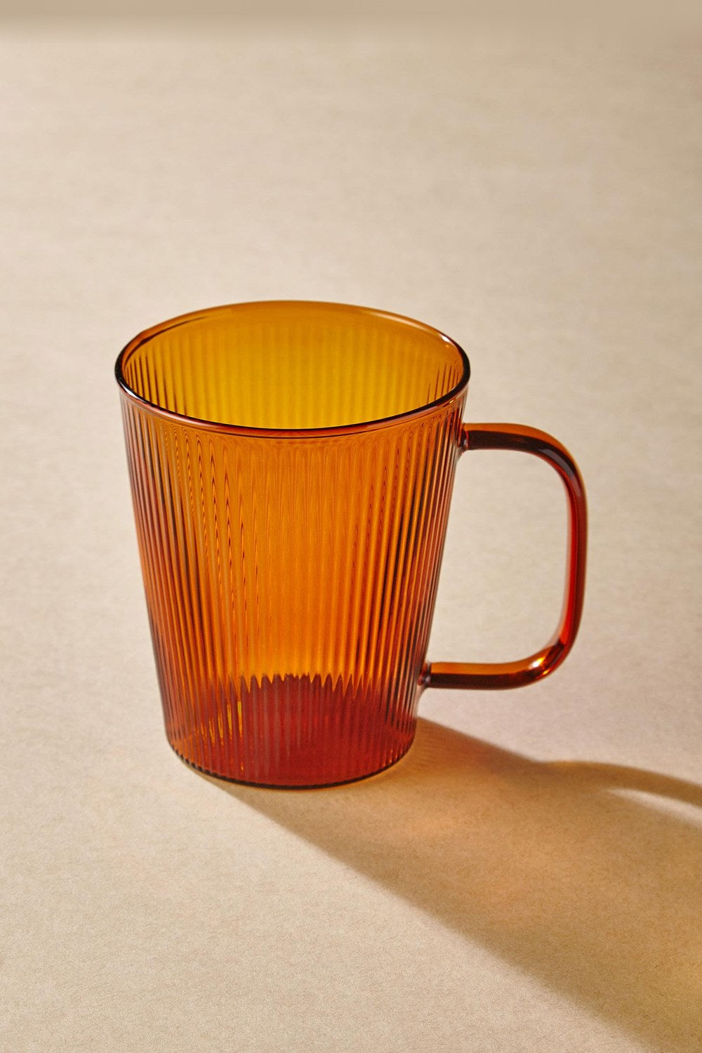 Striped Borosilikat Cam Kupa Amber 400 Ml - 0