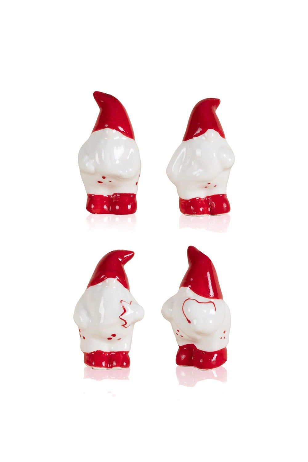 Dekoratif Askılı Biblo 4'lü Set, Kırmızı Beyaz, 4 × 4 × 7 Cm - 0