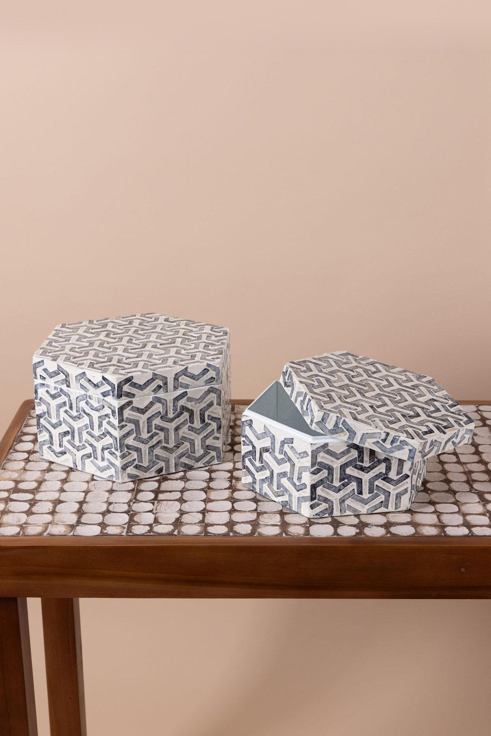Sedef Altıgen Kutu 24x21x12 Cm - 1