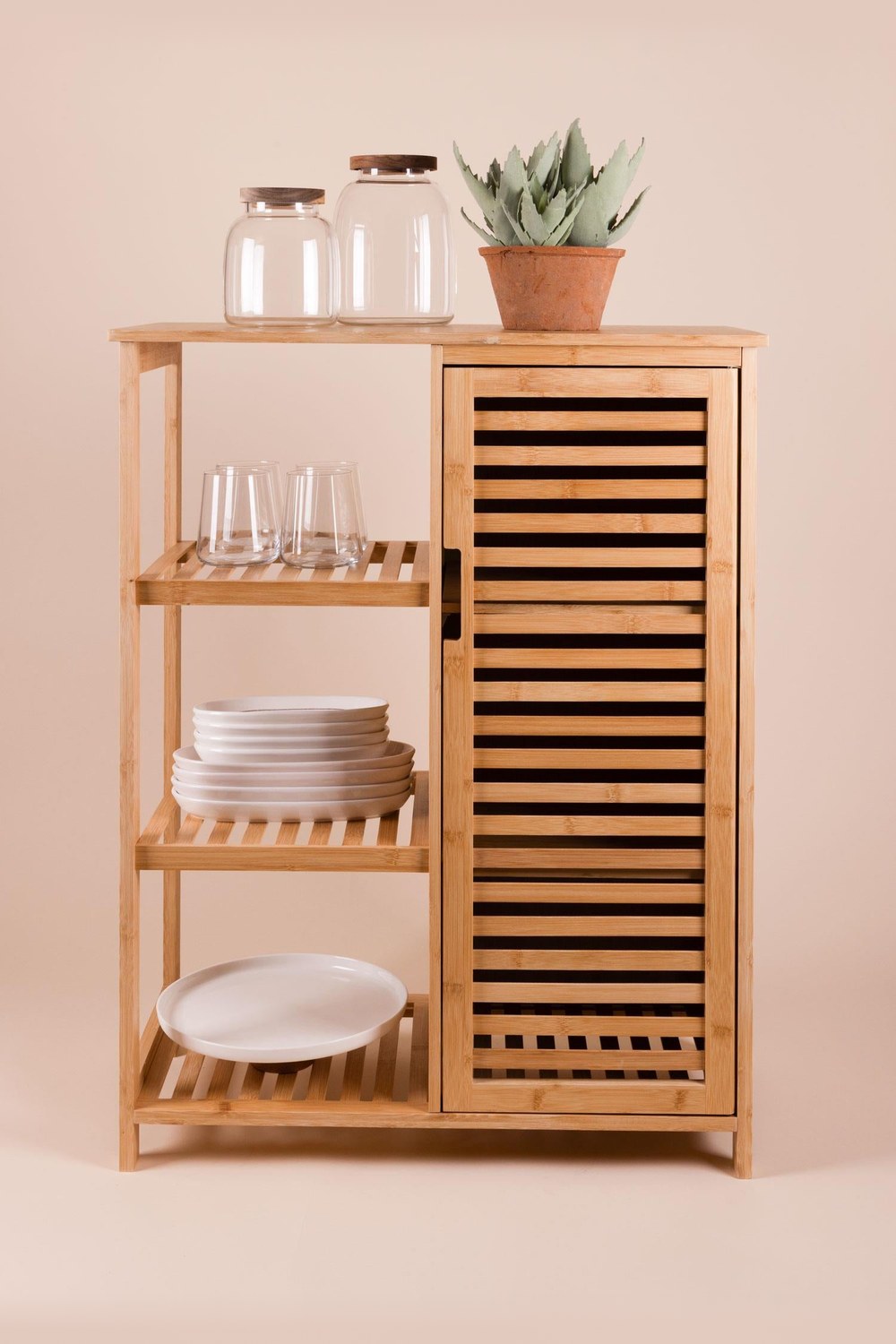 Bambu 4 Katlı Kapaklı Düzenleyici Dolap Raf, 87 × 66 × 33 Cm - 2