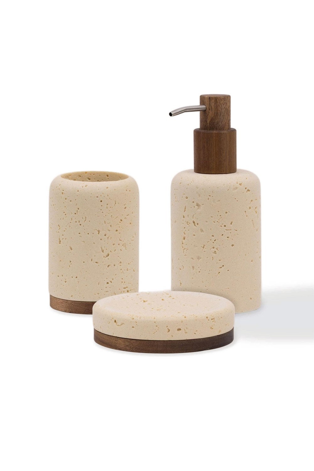 Travertine Banyo Seti, Bej, 3 Parça - 1