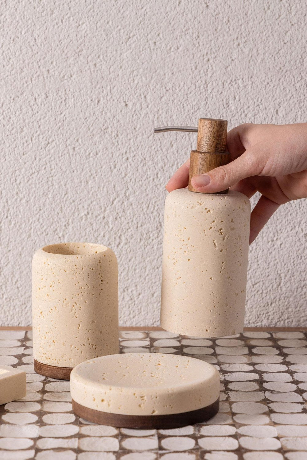 Travertine Banyo Seti, Bej, 3 Parça - 3