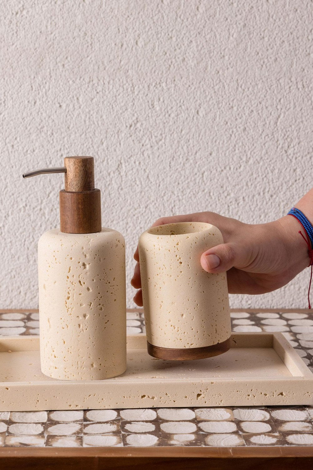 Travertine Banyo Seti, Bej, 3 Parça - 4