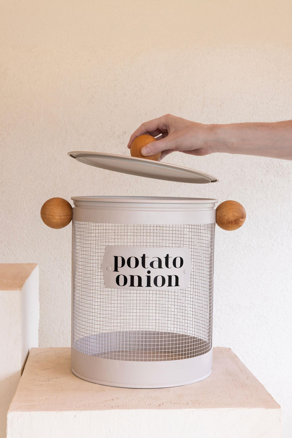 Stripe Patates Ve Soğan Kabı, Bej - 0
