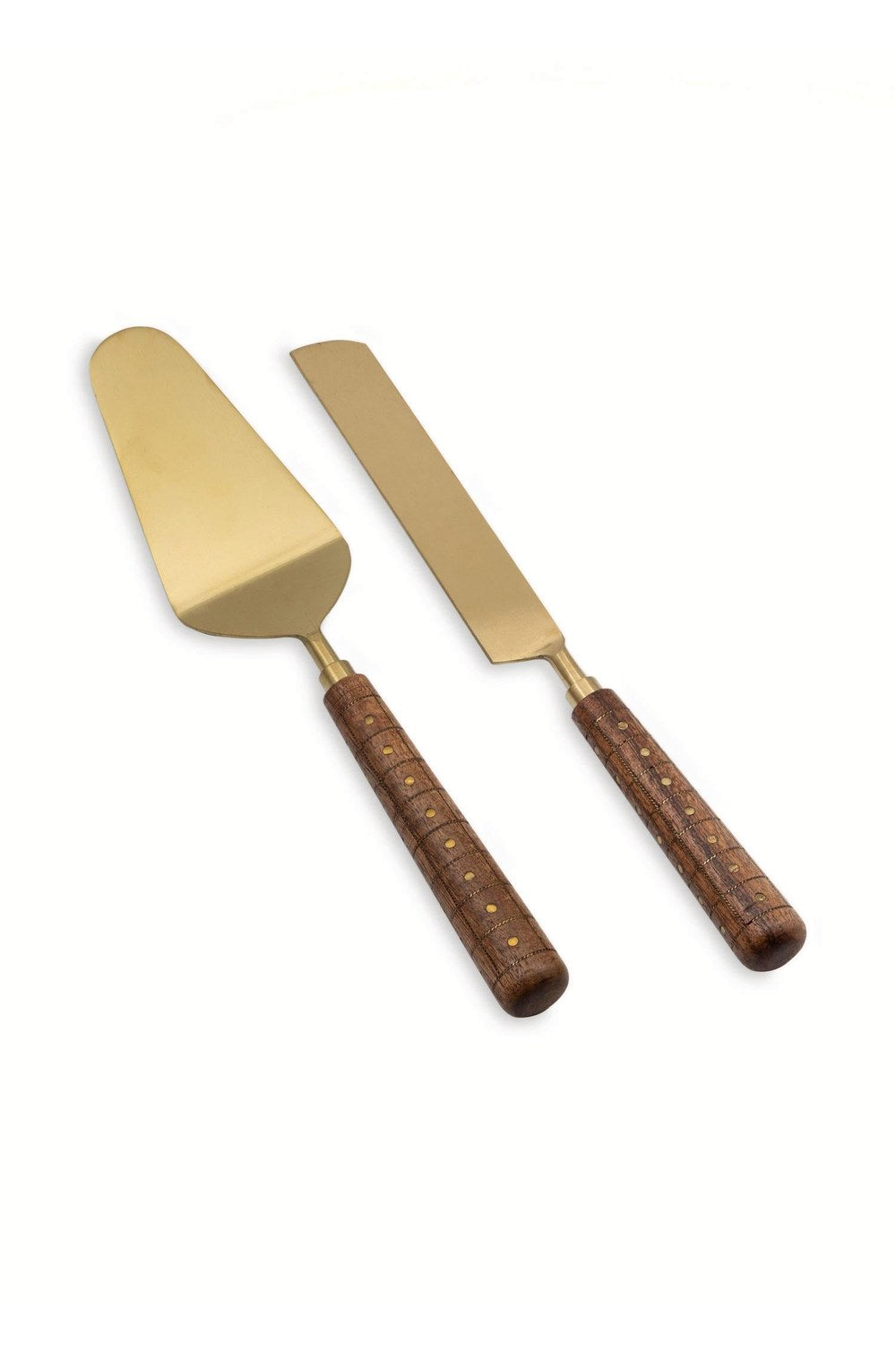 Wood Pasta Servis Takımı, Mat Gold - Doğal Ahşap, 2 Parça - 1
