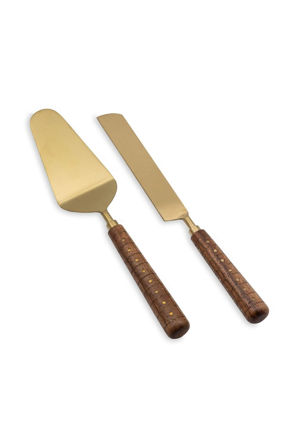 Wood Pasta Servis Takımı, Mat Gold - Doğal Ahşap, 2 Parça - 2
