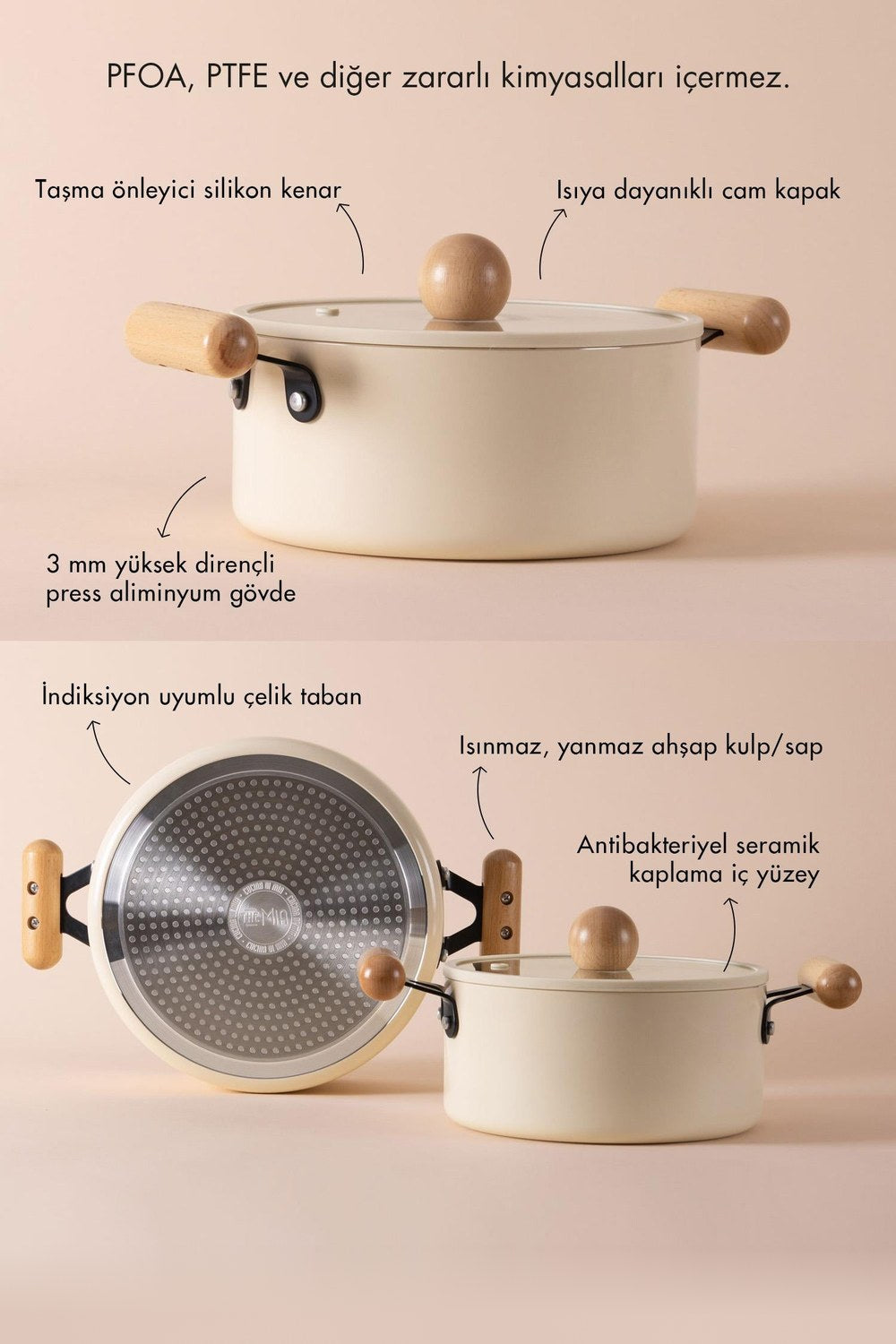 Cucina Di Mia Derin Seramik Tencere, 24 Cm - 4