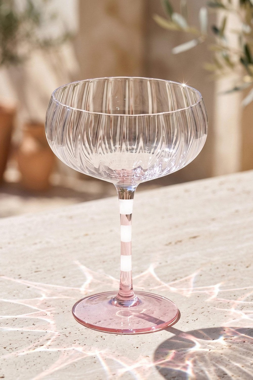 Ayaklı Cam Dondurma Kasesi, Pembe & Beyaz, 240 Ml - 0