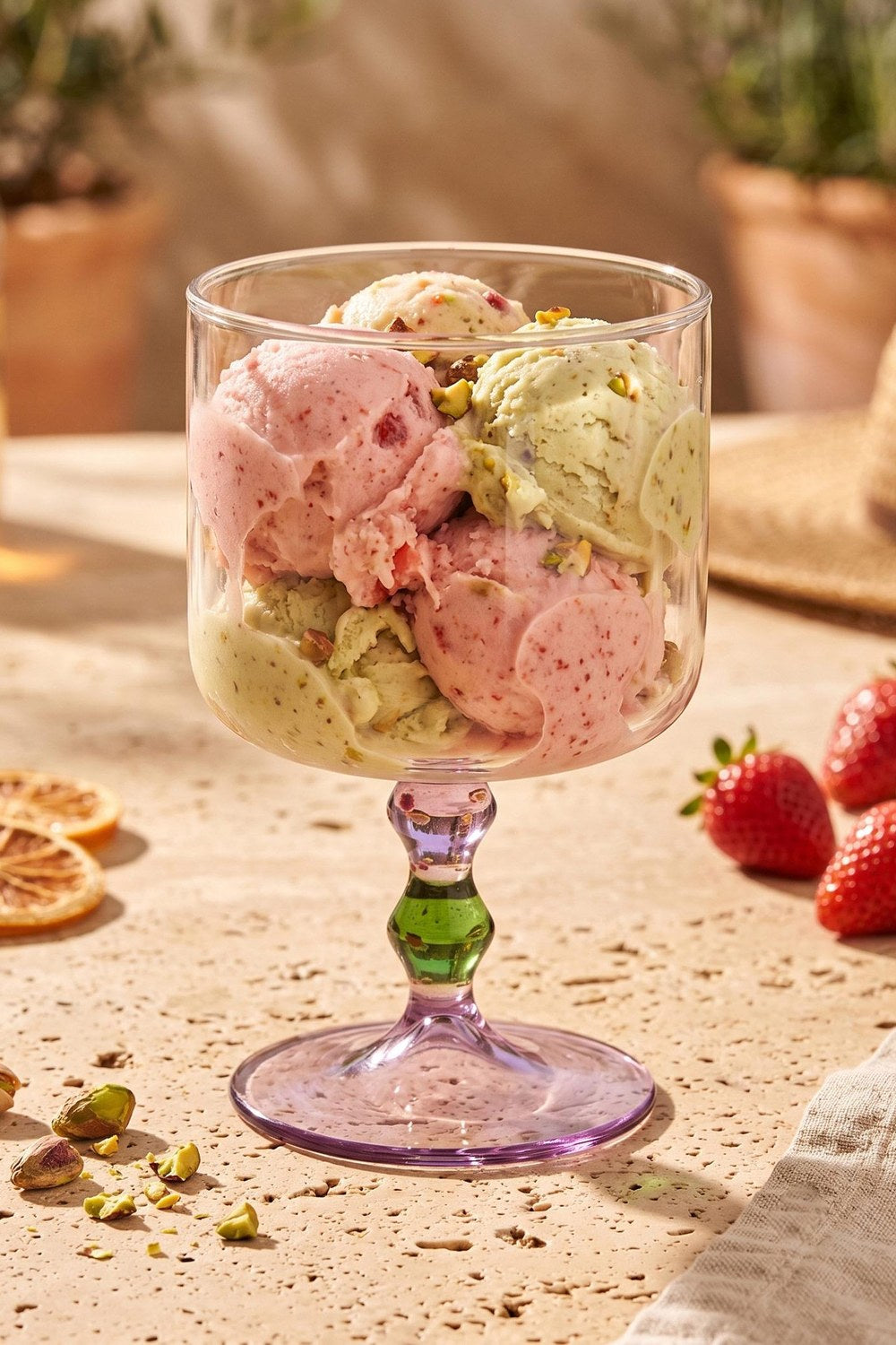 Bead Dondurmalık Ve Tatlı Sunum Kasesi Yeşil – Pembe 300 Ml - 2