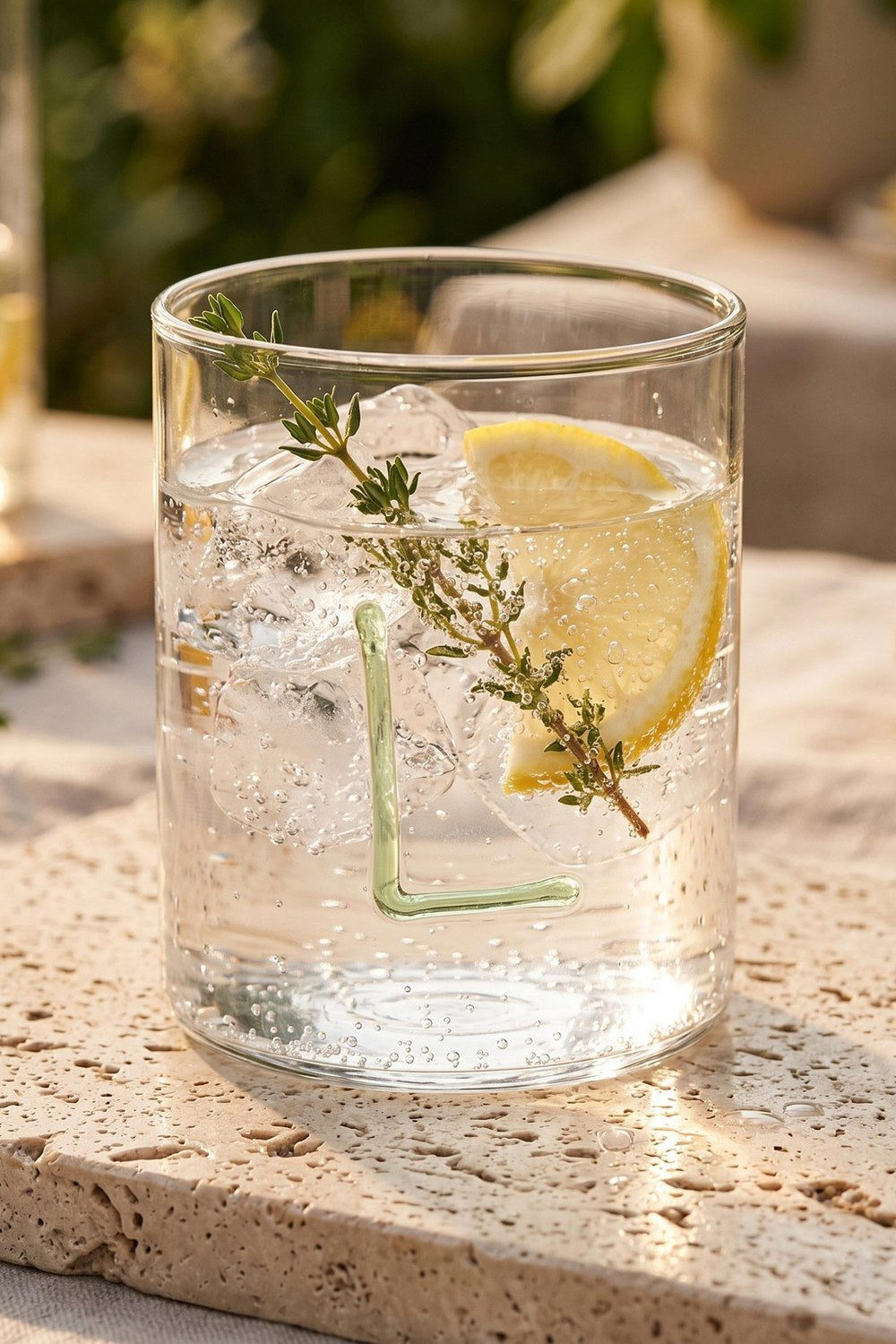 "L" Harfli Cam Su Bardağı, Yeşil, 420 Ml - 0